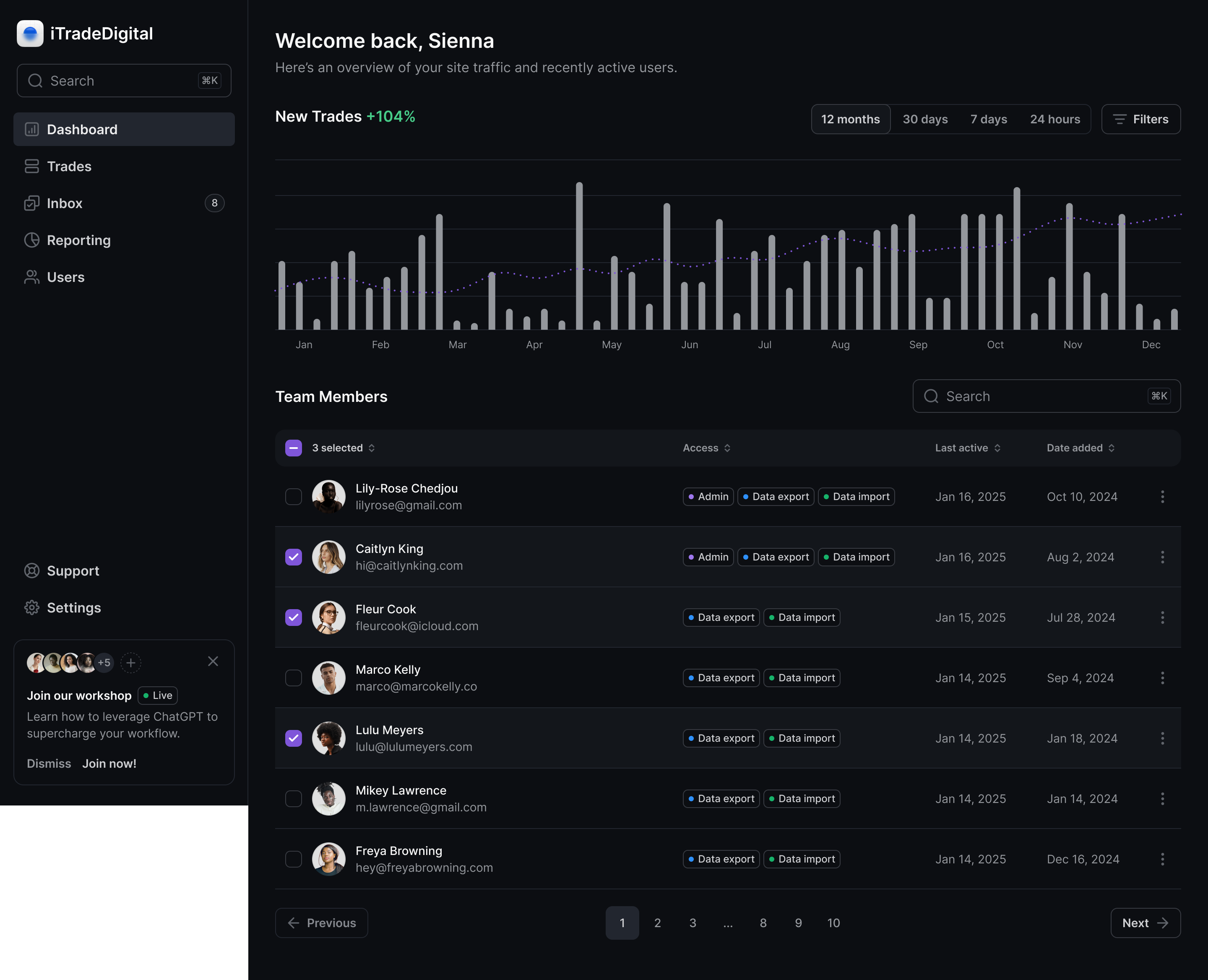 Dashboard mockup showing application interface